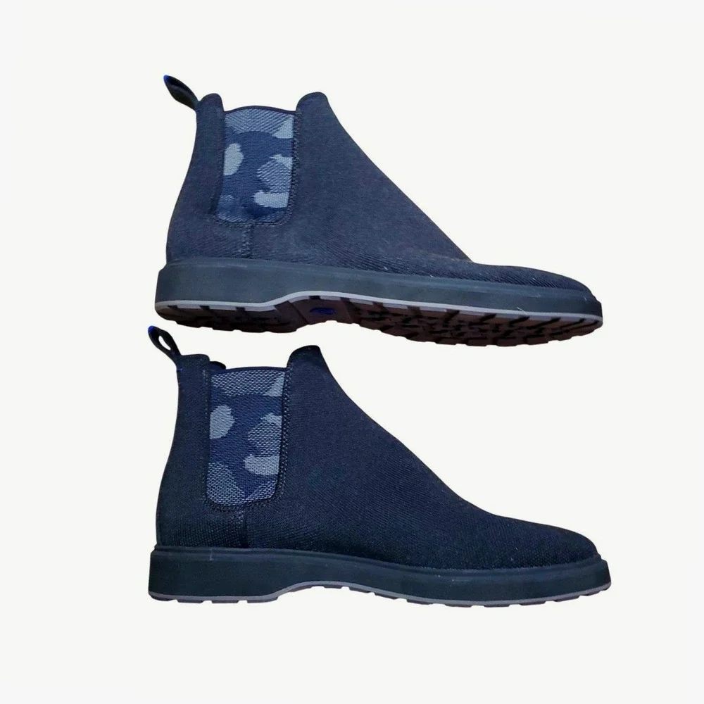 Rothys Mens The Merino Chelsea Boot Granite Black Camo Knit Ankle Boots Size 11